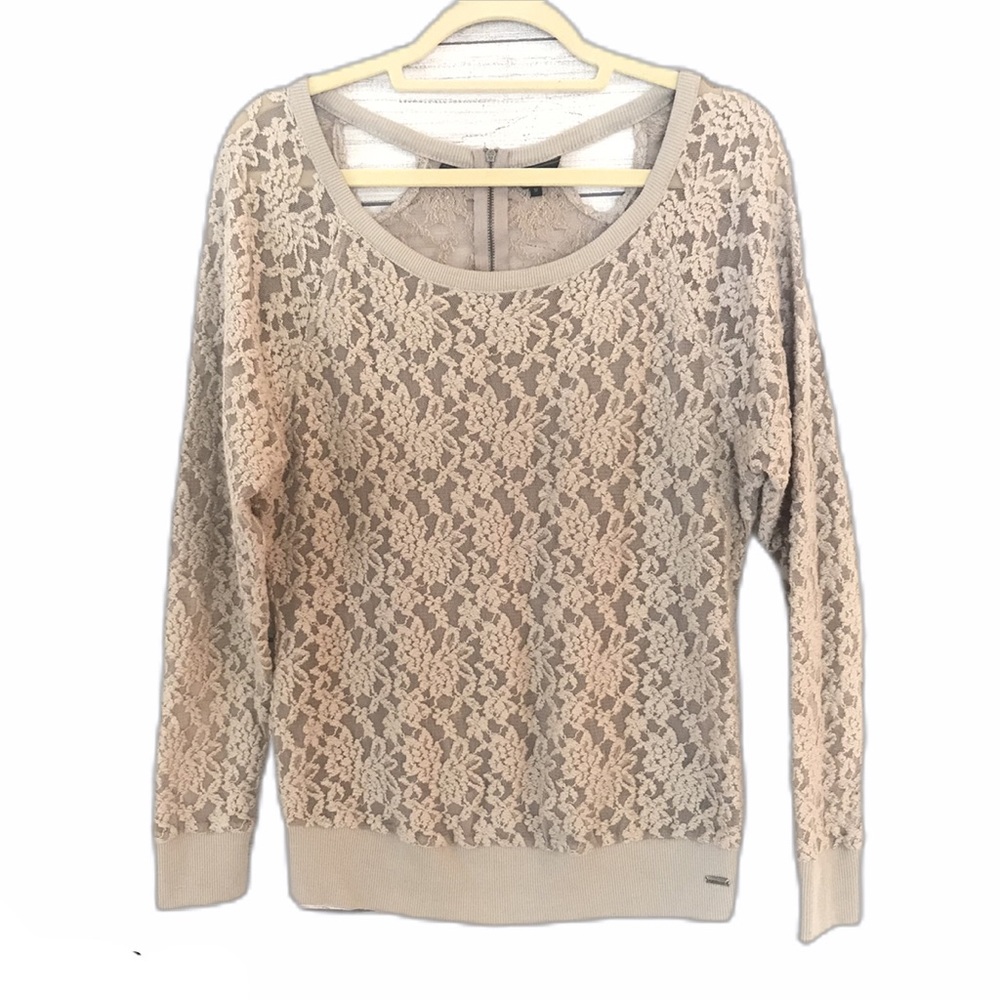 GUESS Long sleeve lace knit sweater size medium